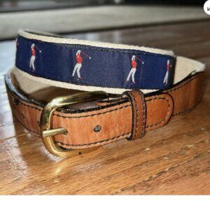 Brown Leather Belt with Golfer Design